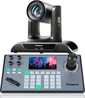 Paquete de Cámara PTZ para Transmisión en Vivo, Cámara PTZ NDI PoE con Zoom 20X, Seguimiento Automático con IA y Controlador Joystick NDI