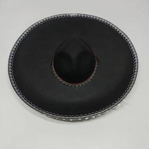 Sombrero Fedora Negro de Ala Ancha de Fieltro con Adorno de Pompón Blanco para Eventos de Negocios, Casual, Cinco de Mayo y Carnaval - Product Image 5