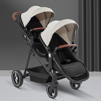 Poussette double de qualité supérieure pour bébés de la naissance à 3 ans, poussette 3 en 1 avec pliage à une touche et ceinture de sécurité à 5 points