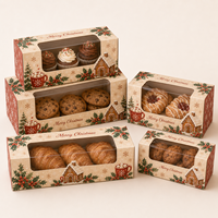 Boîte de pâtisserie de Noël personnalisée avec fenêtre pour biscuits, gâteaux, cupcakes, desserts, vente en gros pour les fêtes