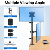Support d'écran double pour 2 écrans de 32 pouces max Support d'écran vertical de 32 pouces Support d'écran d'ordinateur Bras de moniteur