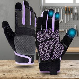 Gants anti-choc JNA GROUP, noirs, avec bouts des doigts texturés en PU, bracelet élastique antidérapant, sans latex, 7 oz, 16 pouces - Product Image 4