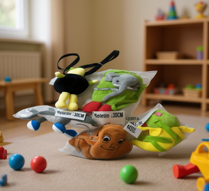 Borsa in peluche da 30 cm, custodia portatile per bambini con design ricamato in confezione con chiusura a zip - Product Image 2