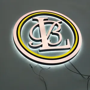 Luz de led acrílica personalizada, brilho brilho placa logotipo casa número de parede 3d personagens logotipo mini letras