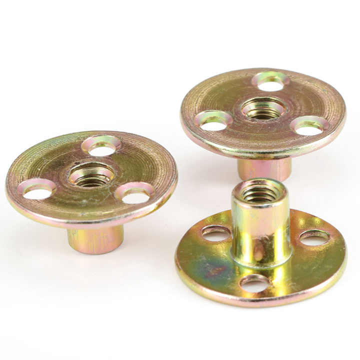 Lot De 50 écrous T En Acier - Base Ronde 1/4 X 25 X 1.2 Mm, 3 Ergots Pour Meuble Ou Bois