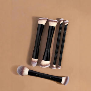 Juego de Brochas de Maquillaje de Doble Cara Negras, 5 Piezas, Marca Privada, Brochas para Sombra de Ojos, Polvo, Base, Contorno, Brochas de Maquillaje de Doble Punta - Product Image 2