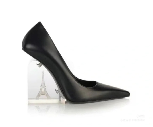 2025 Customized Exquisite Women's Genuine Leather Pumps Unconventional Heel Heights Chic Summer Sandals with 9cm Slip-On Closure