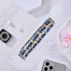 Bracelets perlés en pierre compatibles avec les bracelets <span class=keywords><strong>Apple</strong></span> <span class=keywords><strong>Watch</strong></span> 38mm 40mm 41mm 42mm 44mm 45mm Femmes Filles pour la série de bracelets IWatch - Product Image 3
