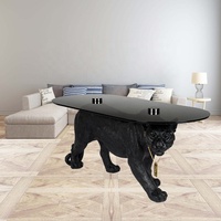 GEDO Nouvelle arrivée Mobilier de maison minimaliste irrégulier Table basse Verre Design léopard Table basse de salon