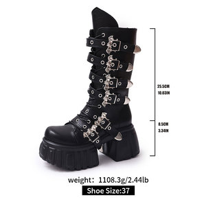 Nouvelles Bottes Mi-Hautes pour Femme, Style Personnalisé, Sexy, Luxe, Talons Hauts 8,5 cm, Gothique, Subculture, Bottes Martin RuiN19 - Product Image 4