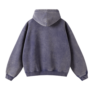 Sweat à capuche personnalisé avec broderie, streetwear, molleton, vintage, surdimensionné, délavé à l'<span class=keywords><strong>acide</strong></span>, délavé au soleil, usé, sweat à capuche personnalisé avec fermeture éclair - Product Image 3