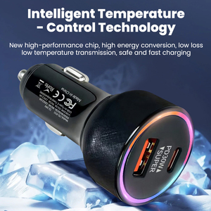 Carregador de Carro USB-C de Alumínio 60W com PD30W, Carregamento Rápido, Carga Inteligente, Proteção Contra Curto-Circuito, Entrada 12-24V - Product Image 4