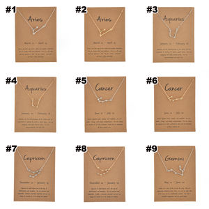 Collar con signo del Zodíaco y <span class=keywords><strong>astrología</strong></span> chapado en oro y marrón, G108, <span class=keywords><strong>2022</strong></span> - Product Image 3