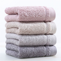 Handuk Wajah Katun Sisir Warna Solid Berkualitas Tinggi 34x75cm 130gram Katun Murni Lembut Tebal Tenun