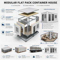 Maisonnette préfabriquée en kit avec grandes fenêtres et bureau intégré pour salle de direction sur chantier et atelier temporaire