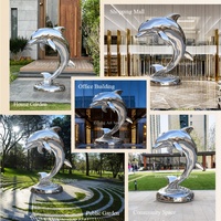 Statue de dauphin en acier inoxydable poli RELONG, sculpture personnalisée pour piscines, art moderne pour hôtel, villa, complexe hôtelier en plein air