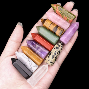 Wholesale 12.5*38mm Crystal Hexagonal <strong>Single</strong> Pointed Pillar Ornaments Natural Gemstone Points Hexagon Column Home Decoration - Product Image 1