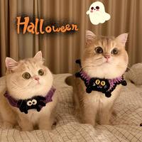 Kalung Rajut Halloween Khusus untuk Hewan Peliharaan, Bib Rajut Buatan Tangan untuk Kucing, OEM, Bandana Lembut Berbahan Wol dengan Motif Labu, Hantu, dan Kelelawar untuk Anjing dan Kucing Kecil