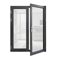 Porte battante minimaliste à cadre fin en aluminium, moderne et luxueuse, pour villa, entrée extérieure, portes vitrées à rupture de pont thermique, insonorisées, pour patio