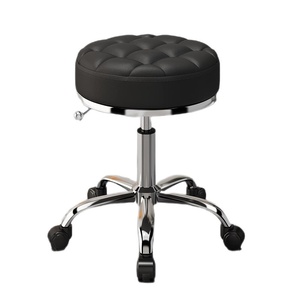 Tabouret de beauté en métal avec roulettes, pivotant et réglable en hauteur, pour salon, maquillage, coiffure, manucure, bar, travail - Product Image 1