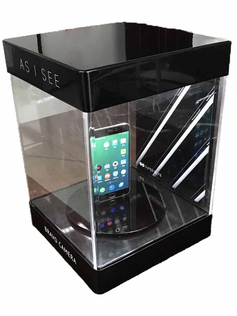 Apache AP24H Mobile Phone Display Stand Clear Acrylic Cellphone Display Box with Rotating Stage for Retail Shops and Exhibitions — view 2