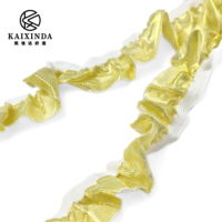 Ruban de dentelle à volants en nylon doré de 2,5 cm, vente en gros d'usine, personnalisé, élastique, pour robes, textiles de maison, ruban décoratif DIY
