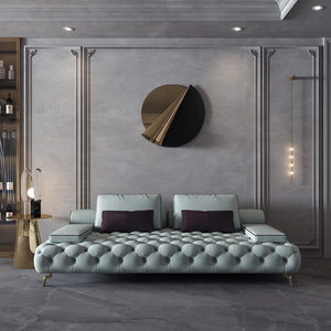 Leather Button 3 Seater Leather Set Genuine Light Blue Luxury Chesterfield Premium Set Furniture Living Room RC-SF-03-DARLINGTON - Product Image 2