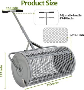 Compost Spreader for <strong>Lawn</strong> and Garden <strong>Topsoil</strong> with Adjustable Handle Metal Roller Spreader for Yard Work - Product Image 3