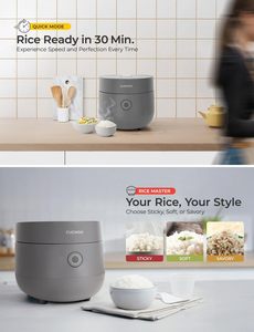 <span class=keywords><strong>CUCKOO</strong></span> <span class=keywords><strong>Cuiseur</strong></span> à riz Micom 6 tasses (avant cuisson) / 12 tasses (après cuisson) avec cuve intérieure antiadhésive, 9 programmes, Fuzzy Logic, nettoyage automatique, minuteur rapide pour le riz - Product Image 5
