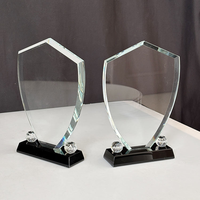 Trophée en cristal de style simple pour entreprise, avec base noire, pour sublimation, idéal pour les récompenses sportives