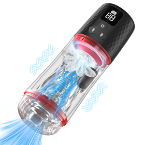 Coupe de masturbation intelligente à affichage numérique, étanche, en ABS/silicone/TPE, vagin artificiel, 9 fréquences de vibration - Product Image 1