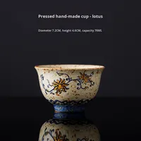 Tasse à thé en céramique de style chinois à motif floral bleu blanc silex rouge, ensemble de thé Kung Fu haut de gamme pour un usage domestique, hôtes
