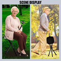 Chaise pliante multifonctionnelle avec lumière LED et poignée magnétique-Siège de mobilité à 3 pieds en aluminium pour personnes âgées