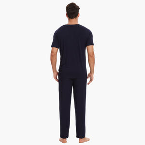 Vêtements de nuit pour hommes adultes, ensemble de vêtements de détente en viscose de bambou doux et extensible, chemise et pantalon pour hommes, vêtements d'intérieur d'été pour hommes - Product Image 4