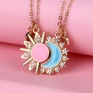 Regalos de Cumpleaños para Chicas, Juego de 2 Collares Magnéticos de Aleación con Diseño de <span class=keywords><strong>Sol</strong></span> y Luna, Joyería de Moda para Mujer - Product Image 4
