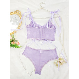 2 pezzi di biancheria intima romantica in pizzo per le donne XXL taglia reggiseno e mutandine regolabile all'ingrosso OEM direttamente dalla fabbrica - Product Image 5