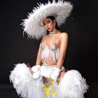 Robe de performance Yuyun Nightclub Bar GOGO pour femme, style sexy en fourrure, avec plumes, pour Noël, en stock
