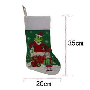 Calcetín Navideño Personalizado con Nombre Bordado de Grinch para Decoración del Hogar - Product Image 6