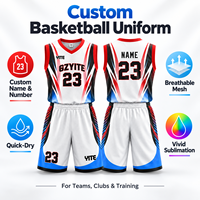 Ensemble de maillots de basket-ball personnalisés, 100% polyester, maille respirante, évacuation de l'humidité, uniforme d'équipe par sublimation