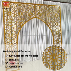 ฉากหลังโค้งโลหะสีทองลายใหม่ทันสมัยสำหรับตกแต่งเวทีงานแต่งงาน - Product Image 2