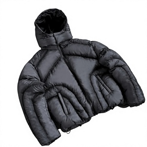 Veste matelassée unisexe noire, fermeture éclair, coupe-vent, anti-UV, rembourrage en polyester écologique, manteau d'hiver décontracté, coupe régulière - Product Image 6