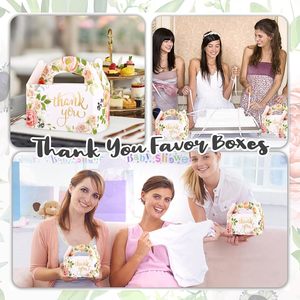 Scatole Regalo per Feste, Scatole per Caramelle con Foglia d'Oro, Scatole Floreali con Manico 'Grazie', Confezioni Regalo per Baby Shower - Product Image 3