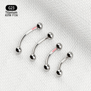 Barre de piercing incurvée en titane G23 avec extrémité sphérique, bijoux de corps unisexe, conforme à la norme ASTM F136 - Product Image 2