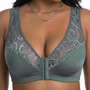 Sujetador con cierre frontal, lencería sexy de talla grande, sujetador push-up inalámbrico para mujer, sujetador de encaje con patchwork, estilo chaleco, efecto lifting, gran oferta transfronteriza - Product Image 3