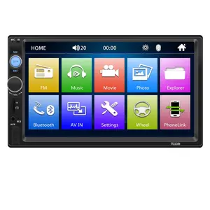 Wince pemutar mp5 Mobil layar sentuh, stereo video Mobil Bluetooth 7 inci, radio 2 din ganda dengan tautan cermin, kepala unit audio Bluetooth