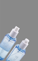 Ensemble d'emballage cosmétique Bouteilles de lotion à pompe à pression carrées transparentes bleues 80ml 100ml 120ml Bouteille de pulvérisation vide en plastique pour animaux de compagnie