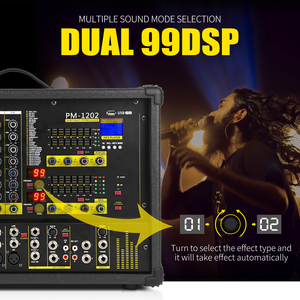 XTAGA PM1202 Mezclador Amplificador <span class=keywords><strong>de</strong></span> Audio Autoamplificado <span class=keywords><strong>de</strong></span> 300 Vatios y 10 Canales <span class=keywords><strong>con</strong></span> <span class=keywords><strong>Reproductor</strong></span> MP3/<span class=keywords><strong>USB</strong></span>/SD, 99 Efectos Digitales y Entradas XLR - Product Image 4