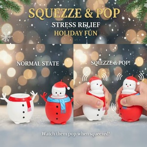 Vente Flash : Jouet anti-stress pop-up pour TDAH et autisme, Bonhomme de neige de Noël à presser, Balle anti-stress Bonhomme de neige pour soulager le stress - Product Image 5