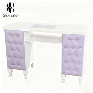 Table de manucure en cuir violet de haute qualité avec ventilateur, couleur et taille personnalisables, table à ongles sur mesure avec personnalisation d'usine - Product Image 5
