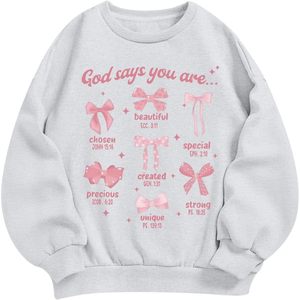 Sweat-shirt à capuche Christian pour filles, avec motif nœud, à manches longues, en tissu tricoté respirant, pour enfants et femmes - Product Image 1